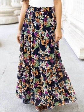 GRACE & LACE Wild Fields Floral Maxi Skirt XS